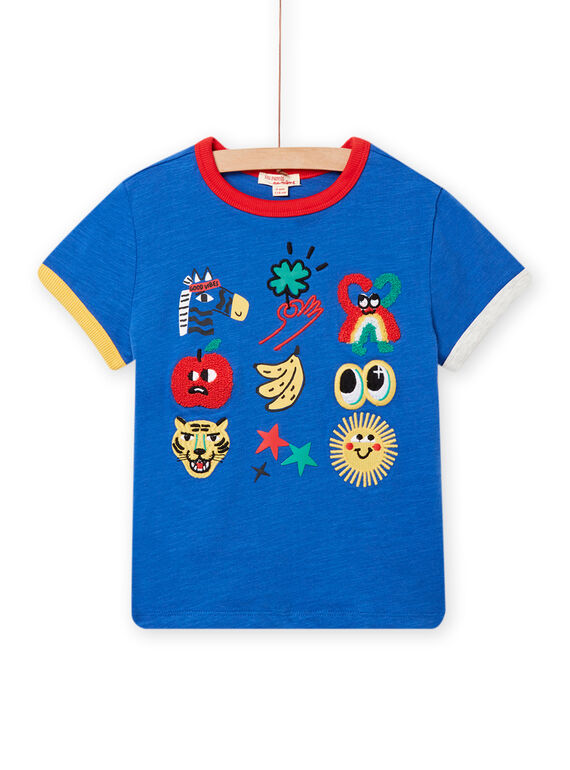 Englisch-blaues T-Shirt Kind Junge NOLUTI2 / 22S902P1TMC702