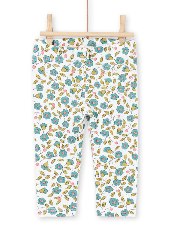 Baby Mädchen grün und ecru Blumendruck Leggings MYIKALEG / 21WI09I1CAL001