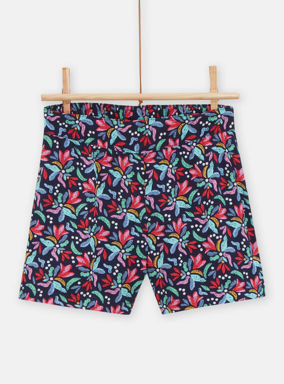 Fließende Mädchen-Shorts in Blau mit Zierprint TACLUSHORT2 / 24S901O1SHOC211