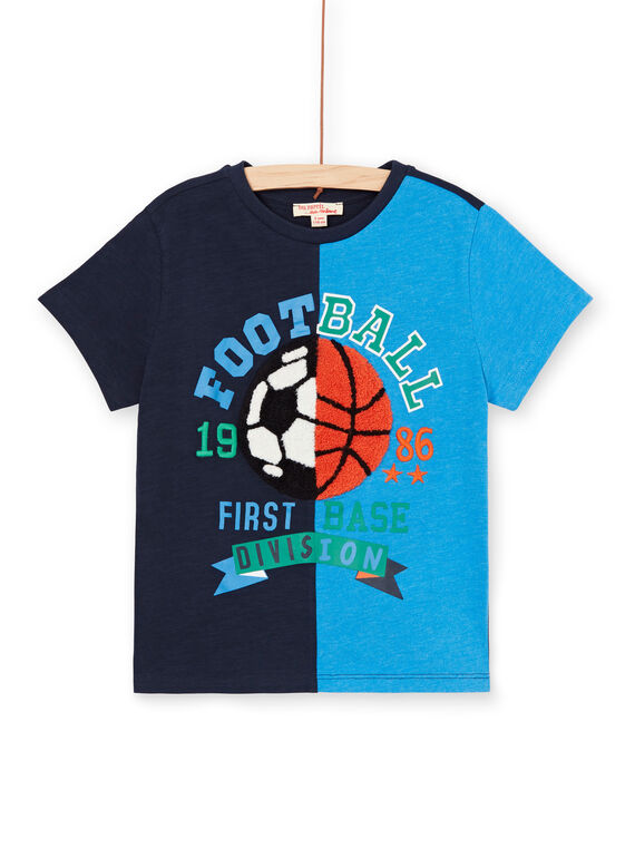 Marineblaues und blaues Jungen-T-Shirt LOHATI1 / 21S902X2TMC705