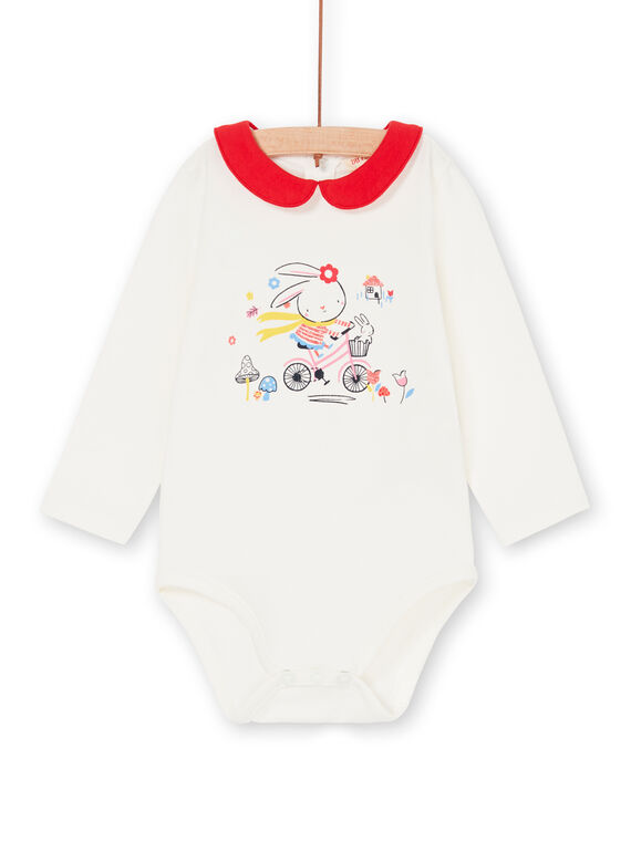 Baby Mädchen ecrufarben und rot Strampelanzug LIHABOD1 / 21SG09X2BOD001