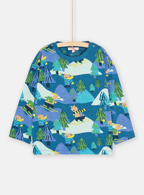 Blaues T-Shirt mit Berg- und Bärendruck für Jungen SODUTEE2 / 23W902P3TMLC226