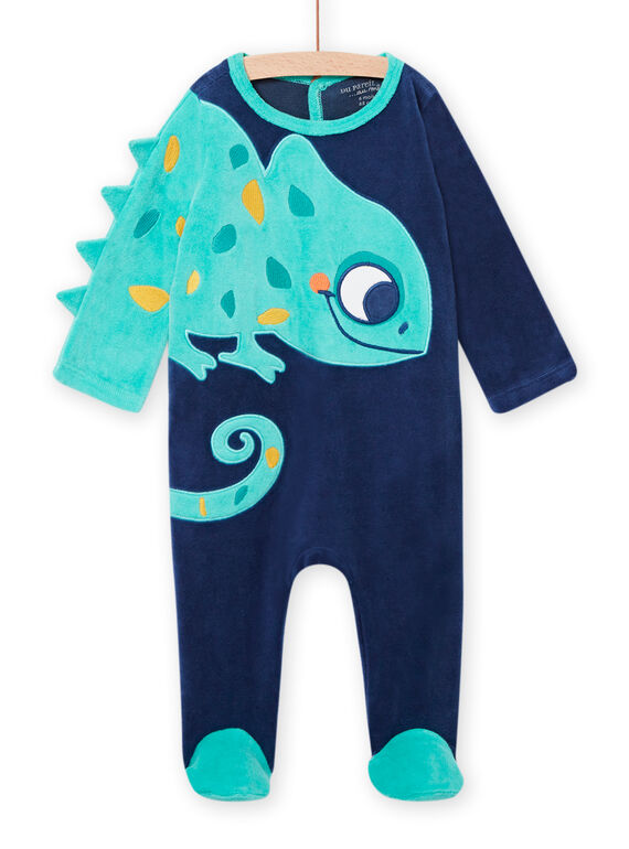 Baby Junge Samtstrampler mit Chamäleon-Muster NEGAGRECAM / 22SH14E2GRE716