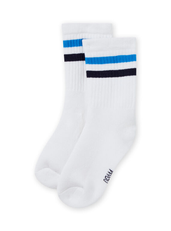 Weiße Socken für Jungen mit blauen Streifen MYOJOCHOS2 / 21WI0215SOQ000