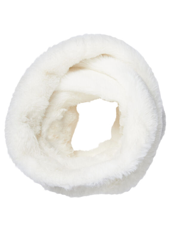 Grauer Schlauchschal mit Doppel-Loop für Mädchen, mit Blumenmuster, Innenseite Sherpa JYAVISNOO / 20SI01D1SNO943