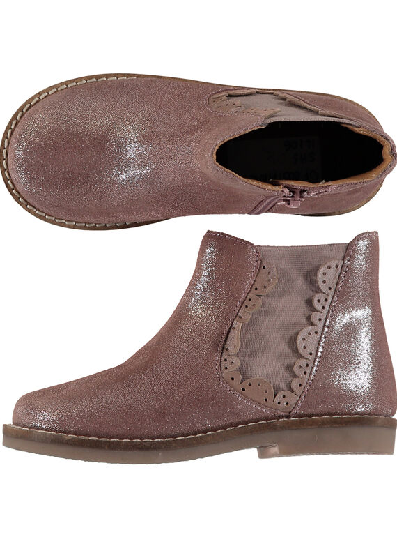 Chelsea-Stiefel Lackleder paillettenbesetzt für Kinder Mädchen GFBOOTPINK / 19WK35I5D0D030