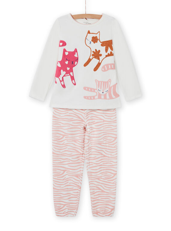 Pyjama-Set für Mädchen mit T-Shirt und Hose mit Katzenmotiv MEFAPYJCAT / 21WH1184PYJ001