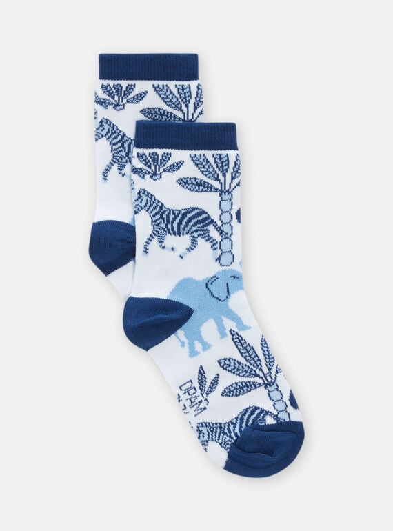 Weiß-blaue Socken mit Savannen-Print für Jungen TYOJOCHO5 / 24SI0286SOQ000
