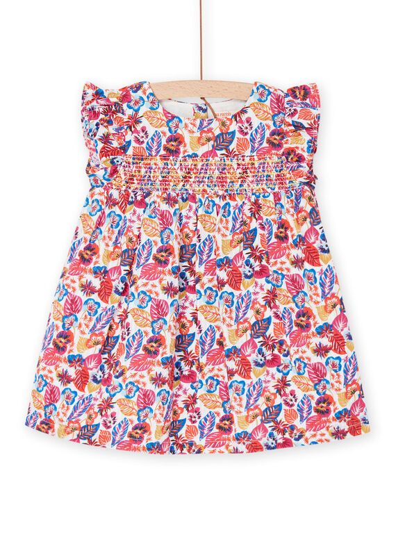 Ecru Kleid mit Blumenmuster RIJUNROB3 / 23SG09U1ROB001
