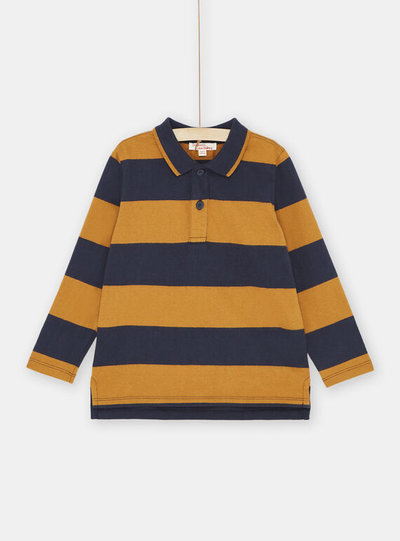 Marineblaues und braunes Poloshirt mit Streifenmuster für Jungen SOJOPOL4 / 23W902B1POL809