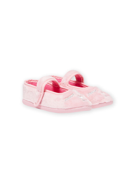 Hellrosa Ballerinas aus Kunstfell mit Katzenmotiv Kind Mädchen MAPANTCATFUR / 21XK3522D07321