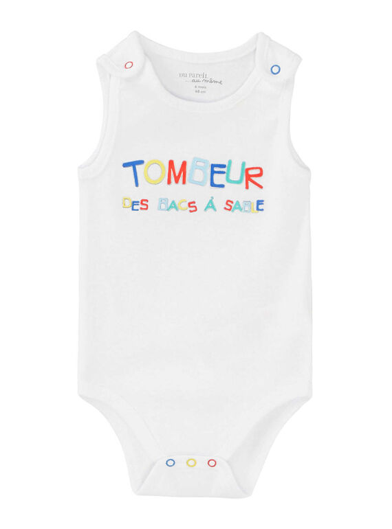 Weißer Baby-Body mit tanktopartigen Armausschnitten für Jungen JEGABODTYP / 20SH14V4BDL000