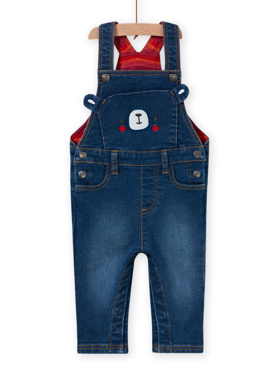 Mittelgroßer Jeans-Overall für Baby-Jungen mit Teddybär-Aufdruck MUFUNSAL2 / 21WG10M1SALP274