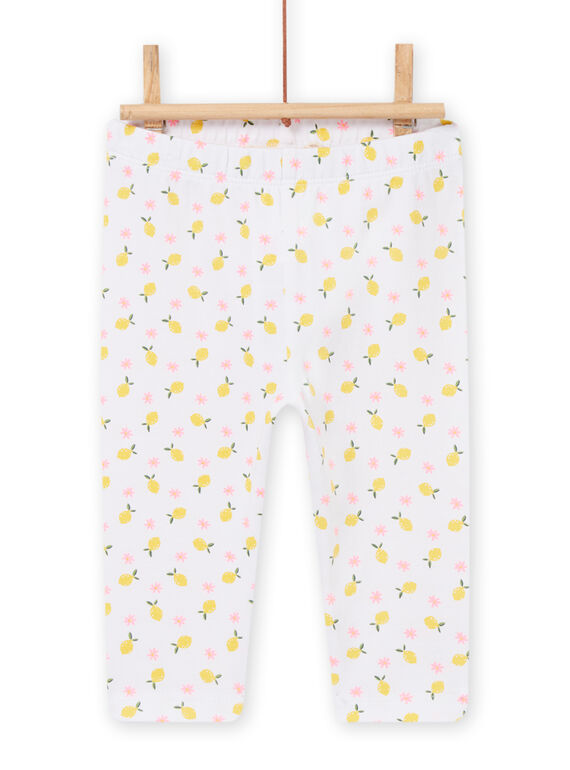 Weiße Leggings für Baby Mädchen mit Zitronen- und Blumenaufdruck NYIHOLEG / 22SI09T1CAL000