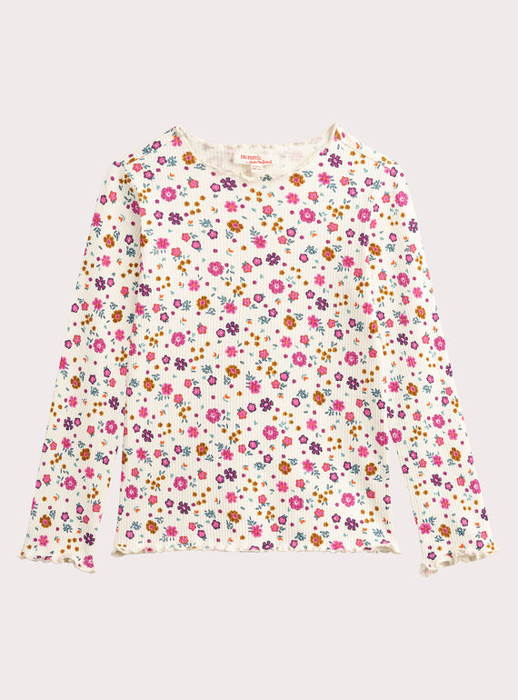 Blumen bedrucktes T-Shirt für Mädchen  VAJOUTEE1 / 24W901J4TML001