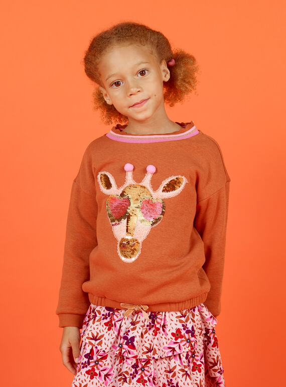 Giraffen-Sweatshirt für Mädchen mit Pailletten MACOMSWEA / 21W901L1SWE420