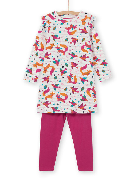 Kinder-Nachthemd Mädchen mit Fuchs-Print und fuchsiafarbenen Leggings LEFACHUBIC / 21SH1151CHN001