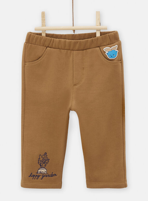 Karamellfarbene Hose mit Stickerei für Baby-Jungen TUDEPAN1 / 24SG10J2PANI821