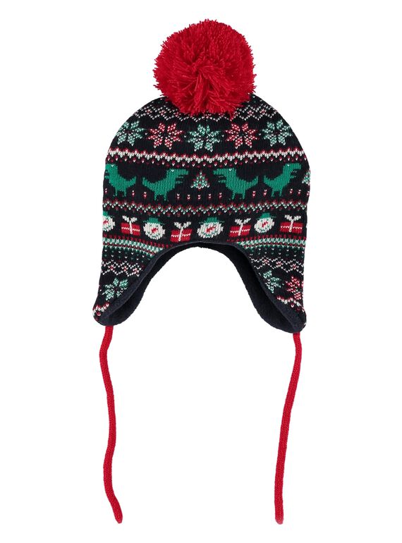 Gemusterte Mütze mit Pompon. GYUNOBON / 19WI10V1BON705