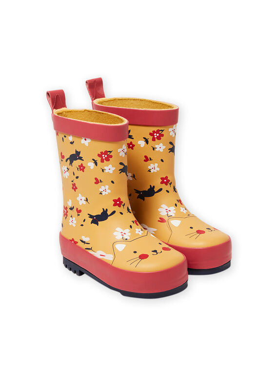 Orangefarbene Regenstiefel mit Blumendruck für Baby Mädchen MIPLUICHAT / 21XK3711D0C400