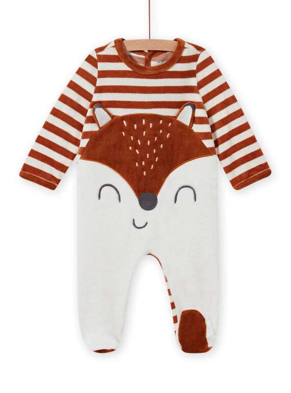 Gestreifter Samtstrampler mit Fuchsmuster Baby Junge MEGAGRENAR / 21WH1494GRE001
