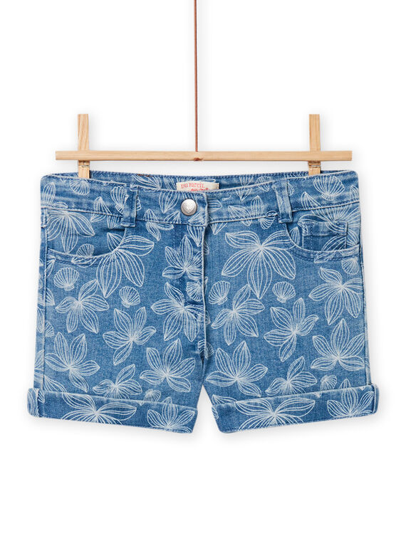 Shorts aus hellem Denim mit Blätter- und Muschelprint Kind, Mädchen NAJOSHORT2 / 22S90163SHOP272