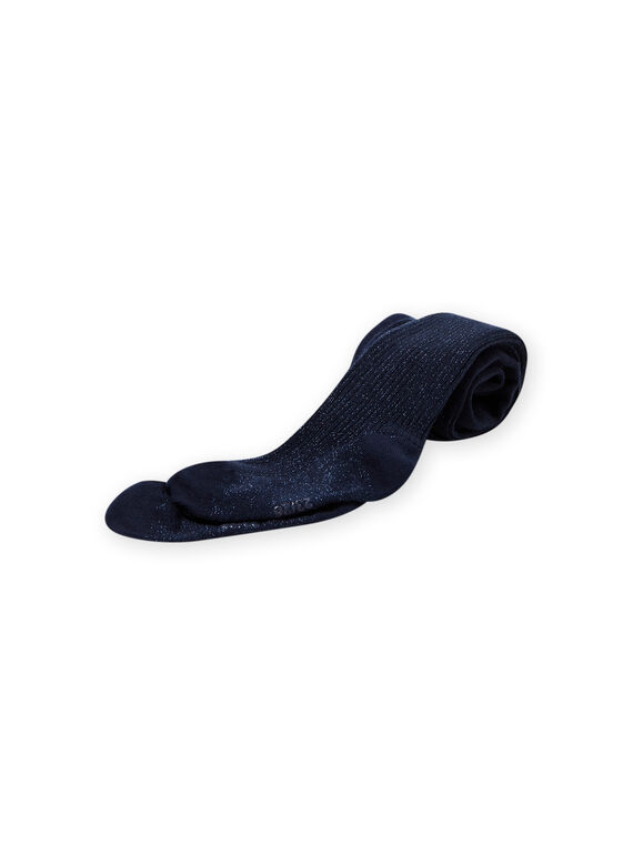 Einfarbige mitternachtsblaue Rippenstrumpfhose für Mädchen MYAJOSCOL2 / 21WI0115COLC205