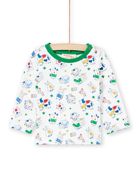 Baby Boy Weiß & Grün Tier Druck T-Shirt MUMIXTEE1 / 21WG10J1TML001