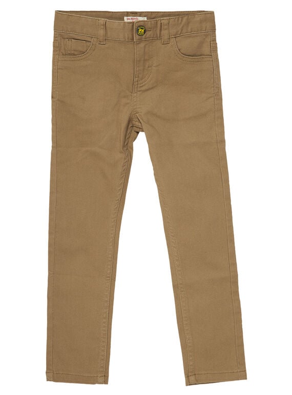 Erdfarbene Hose für Jungen, Slim Fit, mit verzierter Gesäßtasche JOTROPAN / 20S902F1PANI815