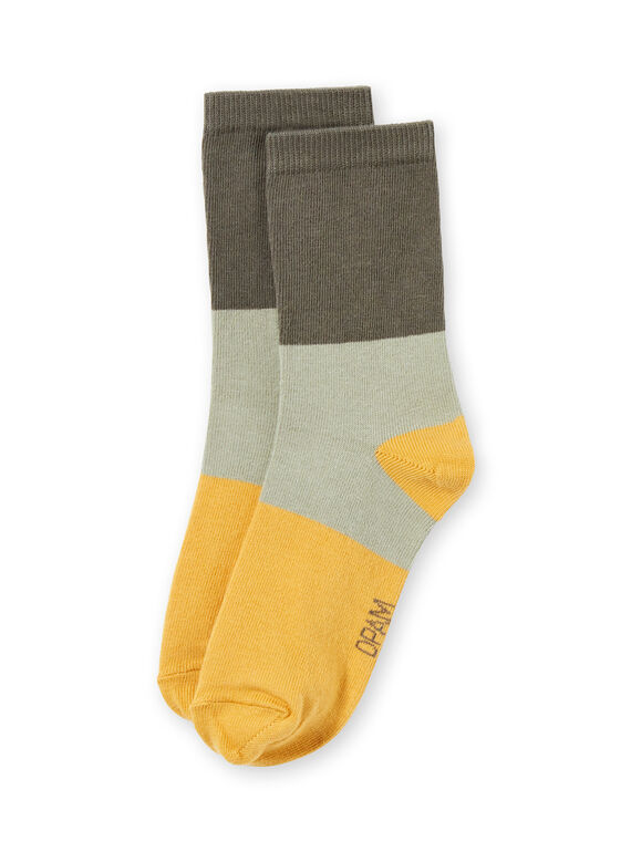Junge khaki grün und gelb hohe Socken MYOJOCHOC2 / 21WI0218SOQG631