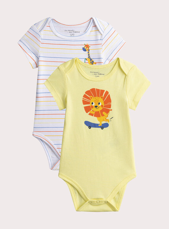 Set aus 2 kurzen Ärmeln Bodys mit Aniamal-Animation für Baby Jungen  VEGABODROUL / 24WH1485BDLB115