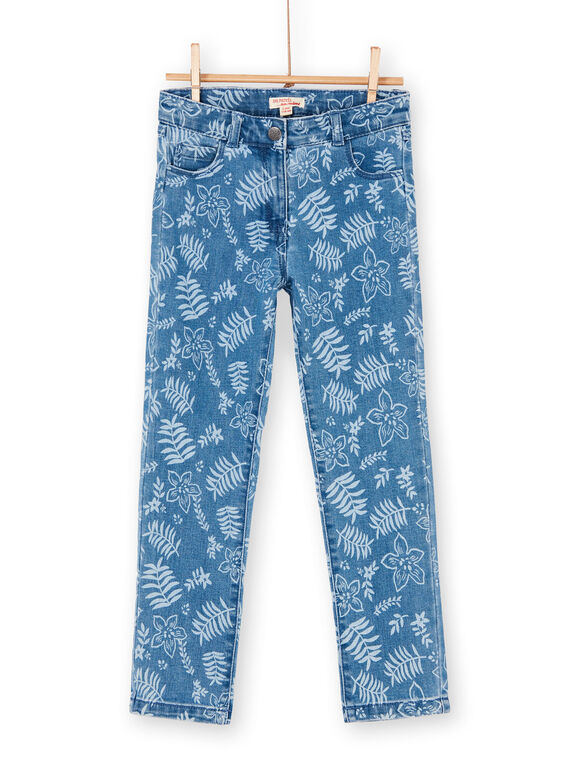 Blaue Jeans mit Blumendruck LANAUJEAN / 21S901P1JEAP274