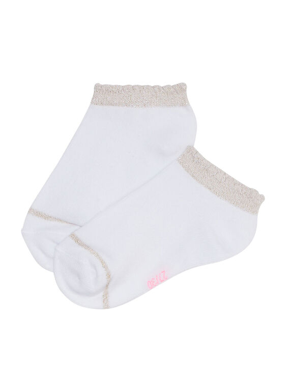 Weiße Mädchensocken mit Lurexbordüre JYAESCHOS1 / 20SI0163SOQA001