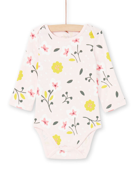 Baby Mädchen blass rosa und gelb Blumendruck Strampler MEFIBODFLE / 21WH13B7BDL301