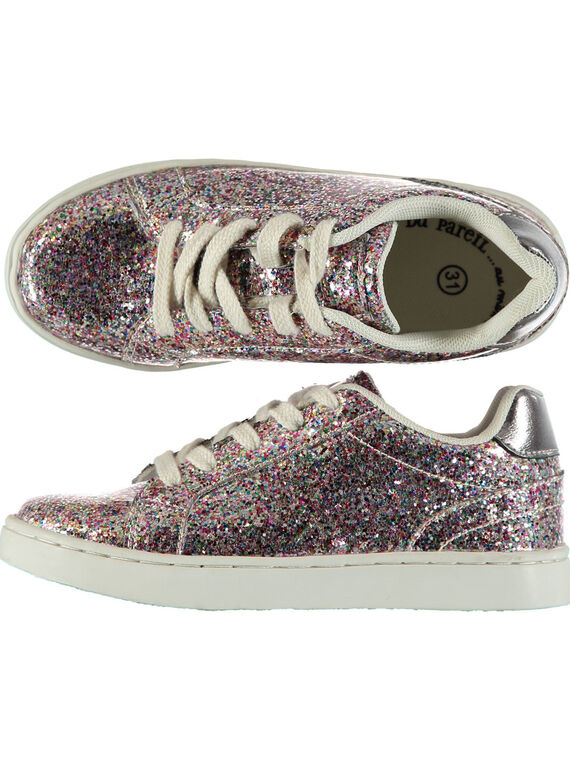 Sneakers lackiert mit buntem Glitter Kind Mädchen GFBASGLIT / 19WK35I4D3F099