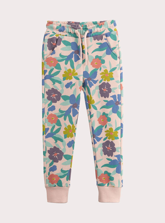 Rosa Joggingstrumpf mit Blumendruck für Mädchen  VAJOBAJOG1 / 24W901G3JGBD329
