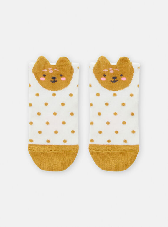 Socken in Ecru und Senf mit Pünktchenmuster für Baby-Mädchen TYIJOSOQ6 / 24SI0983SOQ001