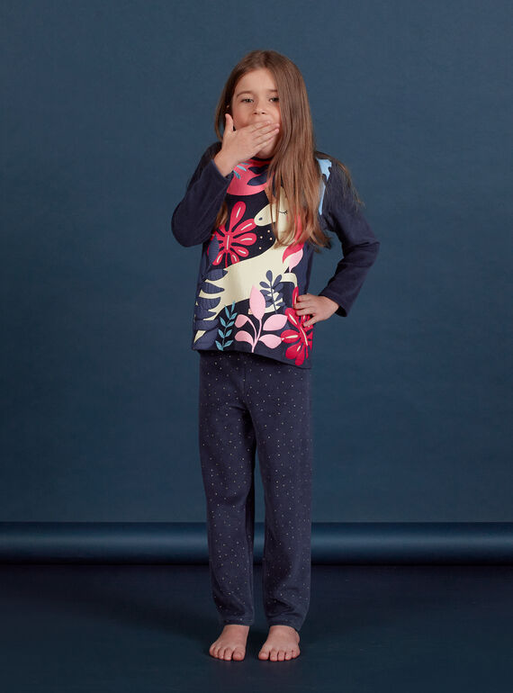 Pyjama aus Samt mit phosphoreszierendem Einhornmotiv Kind Mädchen MEFAPYJORN / 21WH1181PYJ070