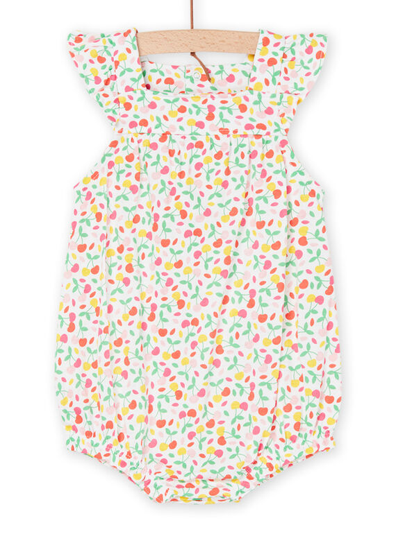 Kurzer weißer Strampelanzug mit Blumenmuster. RIPLABAR / 23SG09P1BAR000