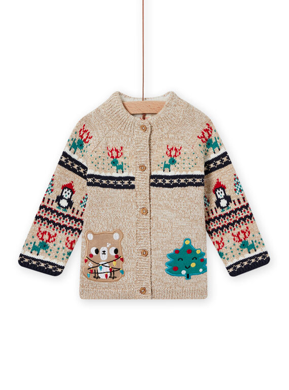 Baby Junge Beige Jacquard Print Weste MUNOGIL / 21WG10Q1GILI817