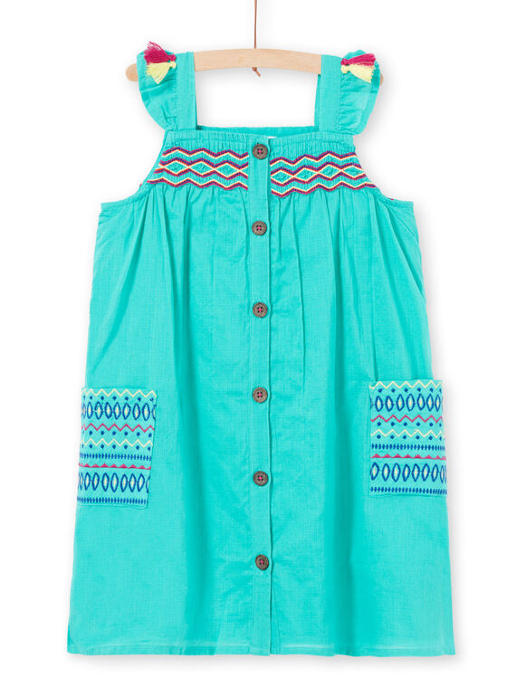 Grünes besticktes Kleid für Mädchen mit Trägern JAMAROB3 / 20S901P3ROB629