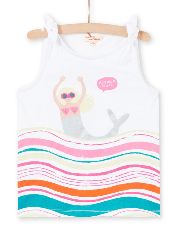 Weißes Tank-Top mit Meerjungfrau und Wellen Design Kind Mädchen LABONDEB2 / 21S901W2DEB000