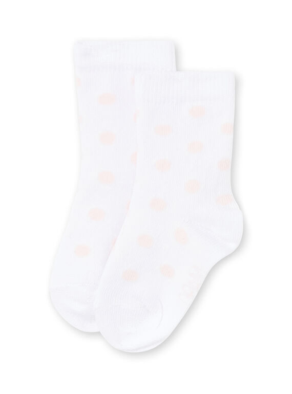 Baby Mädchen weiße Socken mit rosa Polka Dots MYIJOSOQ1 / 21WI091BSOQA001