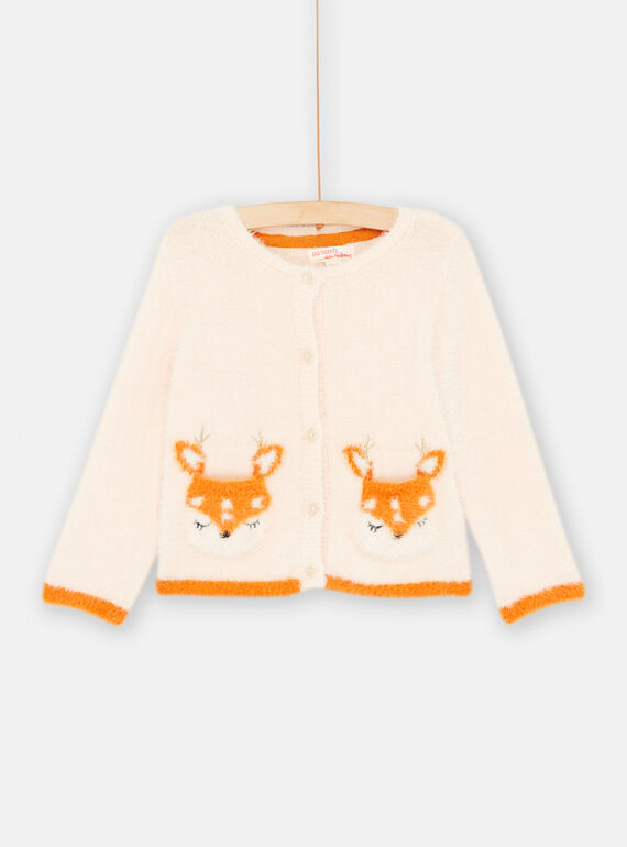 Rosa und orangefarbene Strickjacke für Baby-Mädchen SIKHOCAR2 / 23WG09Q2CAR318