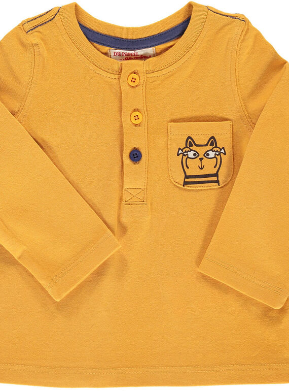 Baby boys' yellow long-sleeved T-shirt DUJOTUN5 / 18WG103BTML104