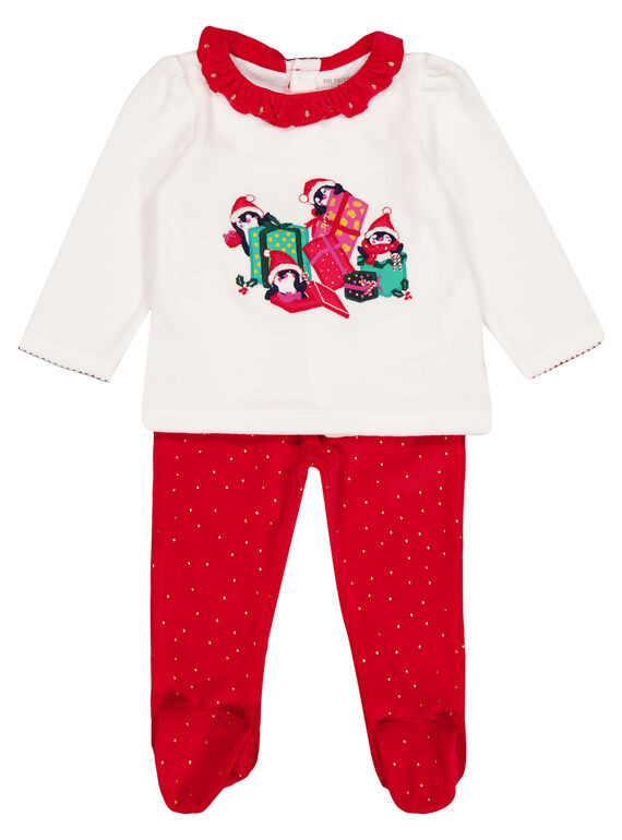 Weihnachtsschlafanzug aus Samt für Mädchen GEFIPYJNOEL / 19WH13T1PYJ001