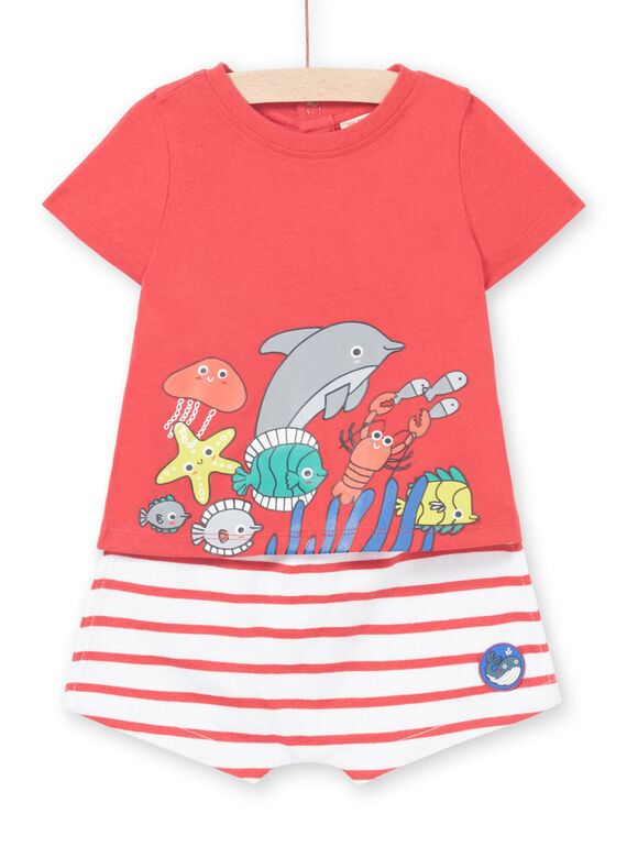 Rotes Baby-Jungen-T-Shirt und Shorts-Set LUVIENS / 21SG10U1ENSF515
