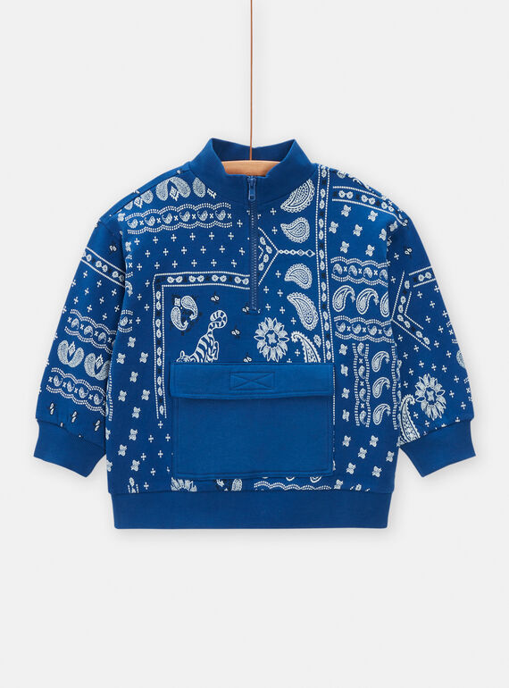 Marineblaues Sweatshirt mit Paisley-Druck für Jungen TODESWE / 24S902J1SWE070