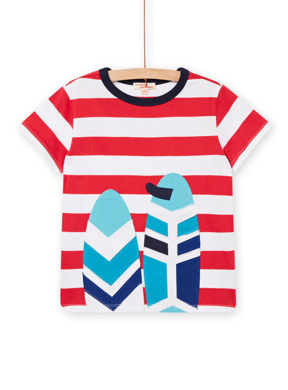 Rot gestreiftes T-Shirt Kind Junge NOFICTI5 / 22S902U2TMCF524