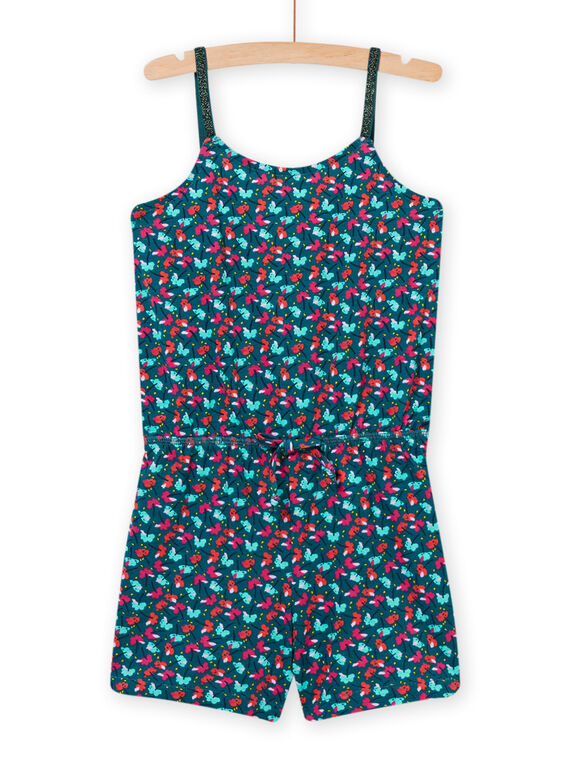 Jumpsuit für Kind Mädchen, blau, Ente mit Blumenmuster NAPLACOMB3 / 22S901K3CBL714